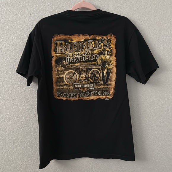Harley-Davidson motorcycles black tee. Medium shirt. Budke’s North Platte, NE - Picture 4 of 4